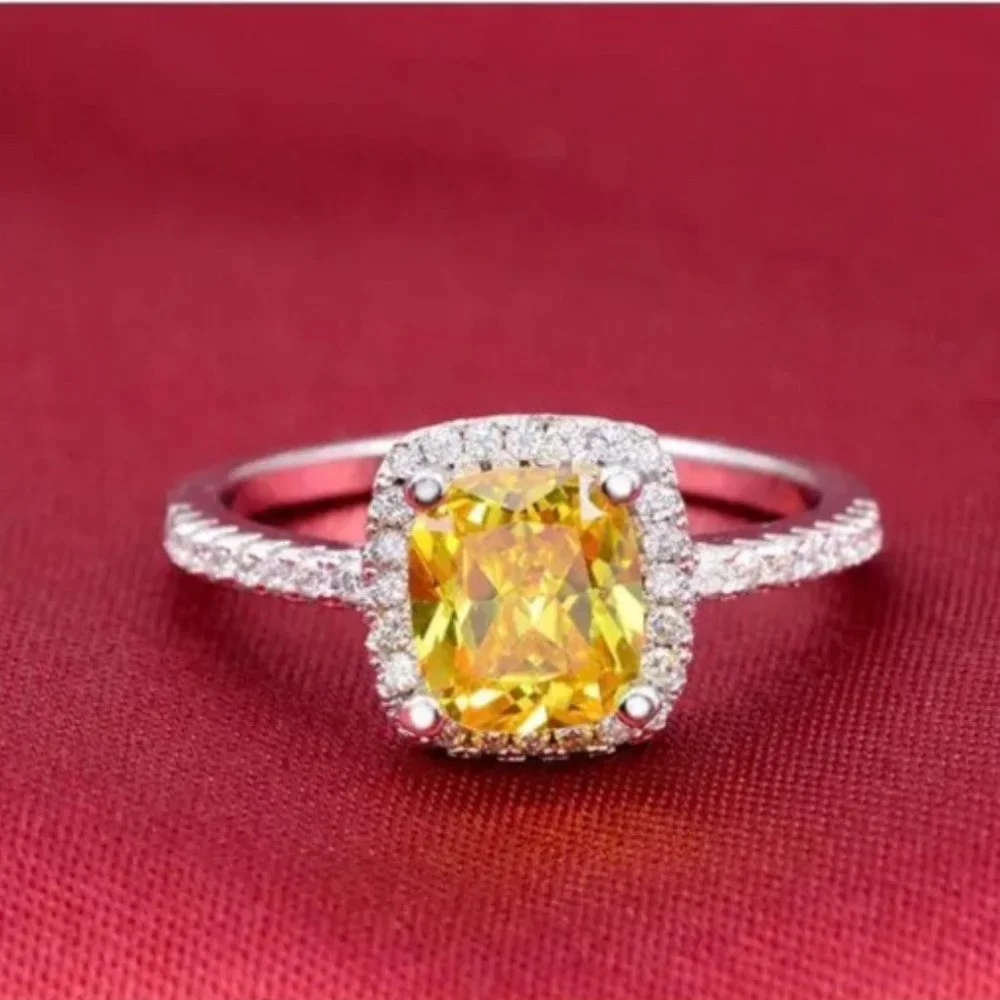NEW LUXURY DIAMOND S925 STERLING SILVER RING, CUTE RING, SHINY RING. - Picture 5 of 6